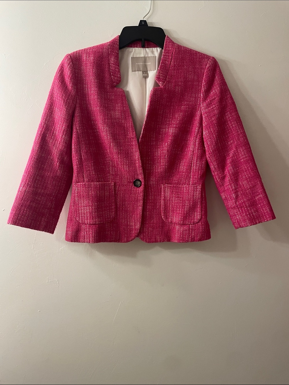 Banana Republic Hot Pink Tweed Single-Button Blazer
